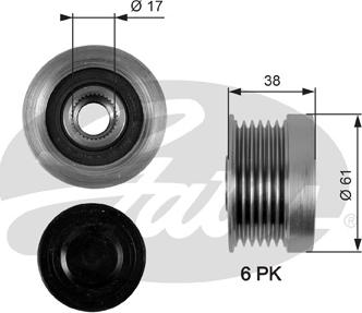 Gates OAP7036 - Шкив генератора, муфта autosila-amz.com