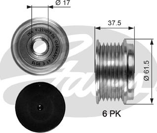 Gates OAP7075 - Шкив генератора, муфта autosila-amz.com