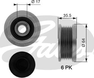 Gates OAP7073 - Шкив генератора, муфта autosila-amz.com