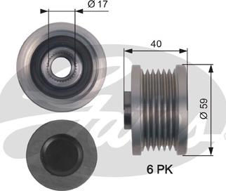 Gates OAP7144 - Шкив генератора, муфта autosila-amz.com