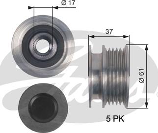 Gates OAP7145 - Шкив генератора, муфта autosila-amz.com