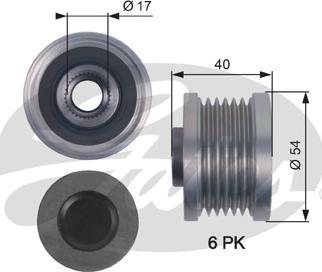 Gates OAP7142 - Шкив генератора, муфта autosila-amz.com