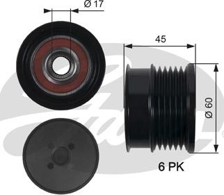 Gates OAP7156 - Шкив генератора, муфта autosila-amz.com