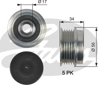 Gates OAP7127 - Шкив генератора, муфта autosila-amz.com