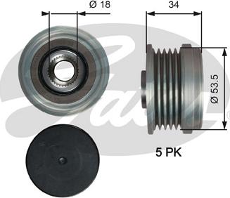 Gates OAP7202 - Шкив генератора, муфта autosila-amz.com