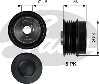 Gates OAP7214 - Шкив генератора, муфта autosila-amz.com