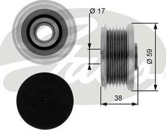 GATES-AU OAP7077 - Шкив генератора, муфта autosila-amz.com