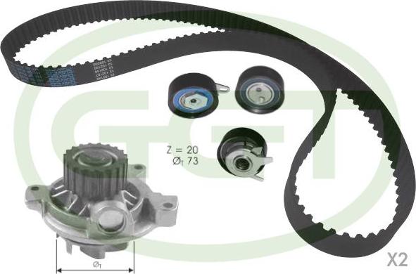 GGT KPA20052 - Водяной насос + комплект зубчатого ремня ГРМ autosila-amz.com