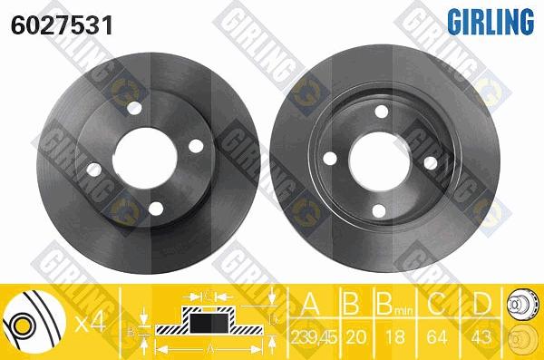 Girling 6411142 - Дисковый тормозной механизм, комплект autosila-amz.com