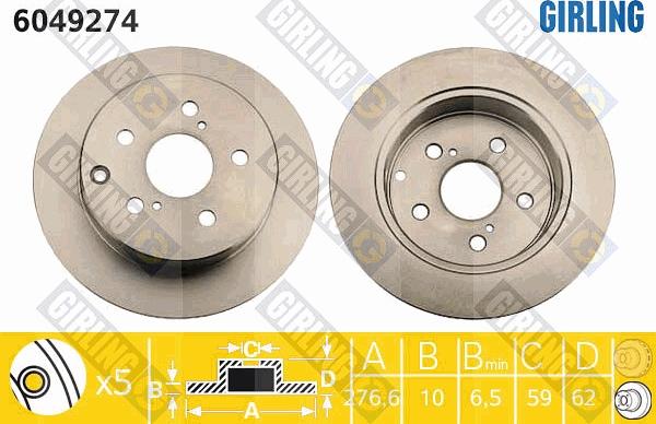 Girling 6049274 - Тормозной диск autosila-amz.com