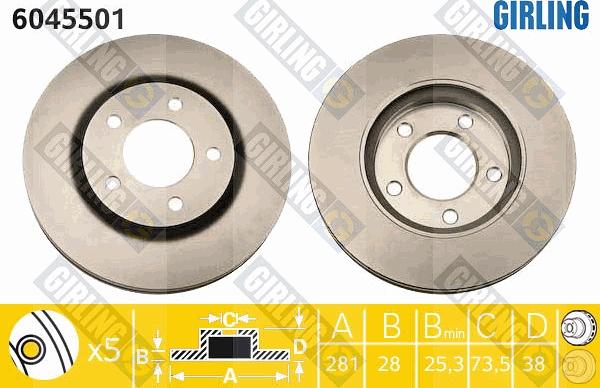 Girling 6045501 - Тормозной диск autosila-amz.com