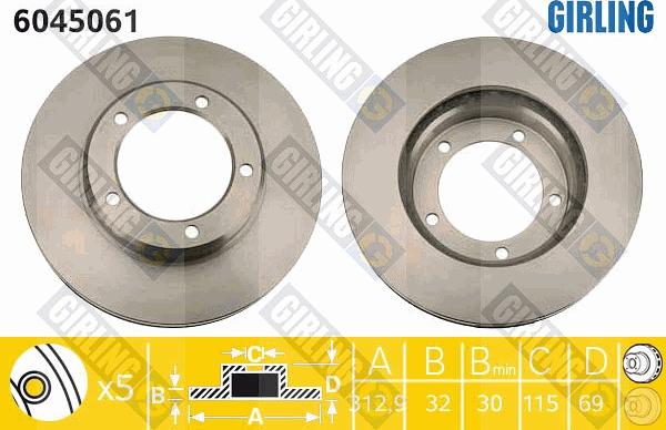 Girling 6045061 - Тормозной диск autosila-amz.com