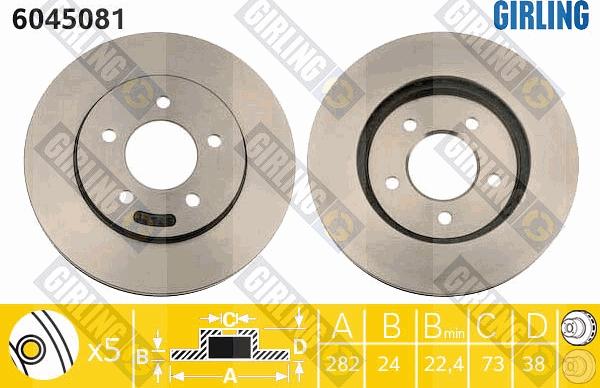 Girling 6045081 - Тормозной диск autosila-amz.com