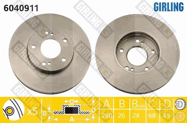 Girling 6040911 - Тормозной диск autosila-amz.com