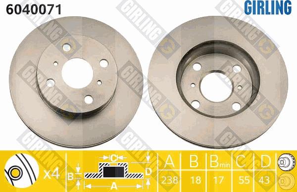 Girling 6040071 - Тормозной диск autosila-amz.com