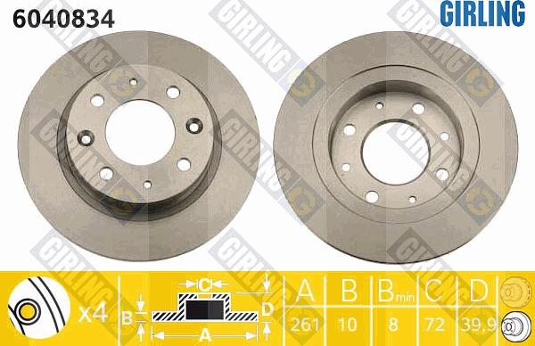 Girling 6040834 - Тормозной диск autosila-amz.com