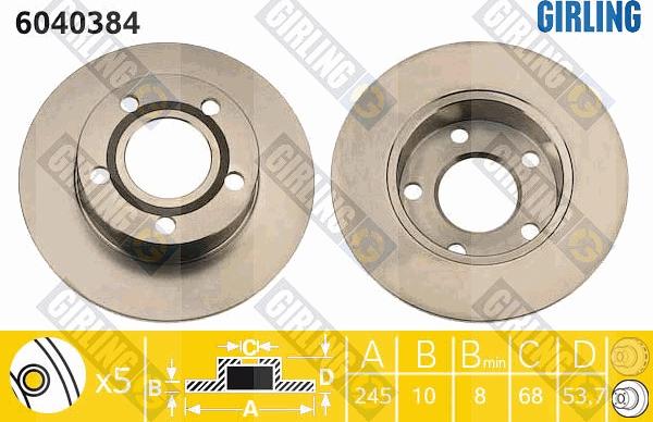 Girling 6040384 - Тормозной диск autosila-amz.com