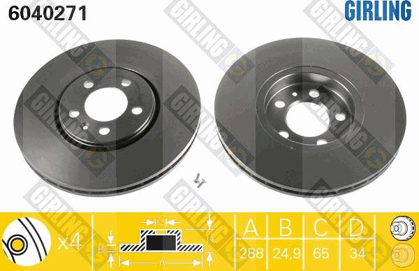 Girling 6040271 - Тормозной диск autosila-amz.com