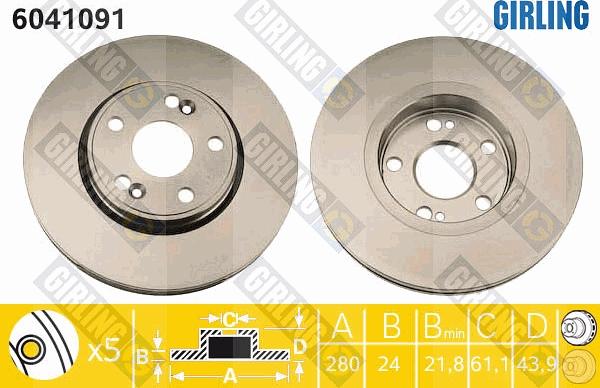 Girling 6041091 - Тормозной диск autosila-amz.com