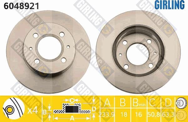 Girling 6048921 - Тормозной диск autosila-amz.com