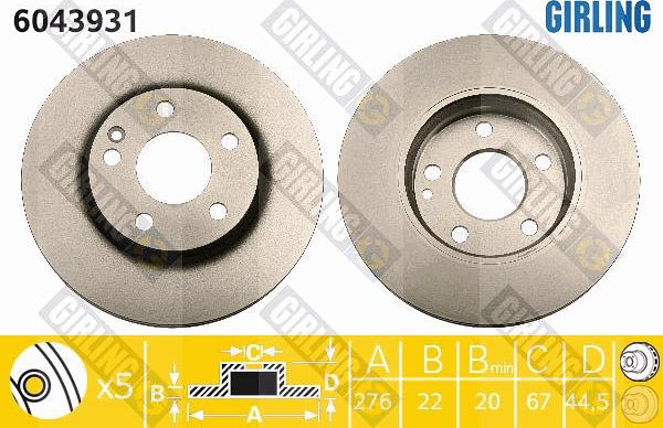 Girling 6043931 - Тормозной диск autosila-amz.com