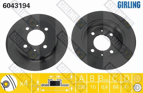 Girling 6043194 - Тормозной диск autosila-amz.com