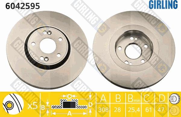 Girling 6042595 - Тормозной диск autosila-amz.com