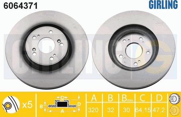 Girling 6064371 - Тормозной диск autosila-amz.com