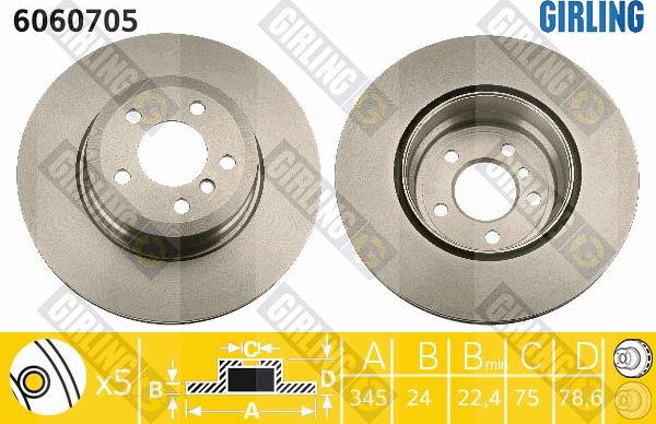 Girling 6060705 - Тормозной диск autosila-amz.com