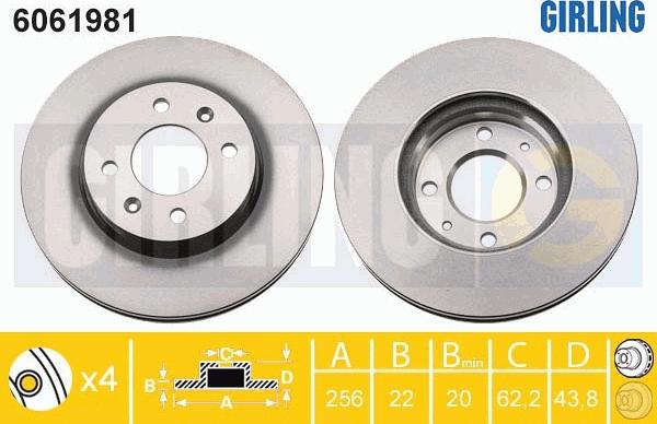 Girling 6061981 - Тормозной диск autosila-amz.com