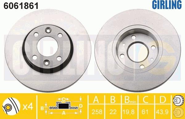 Girling 6061861 - Тормозной диск autosila-amz.com