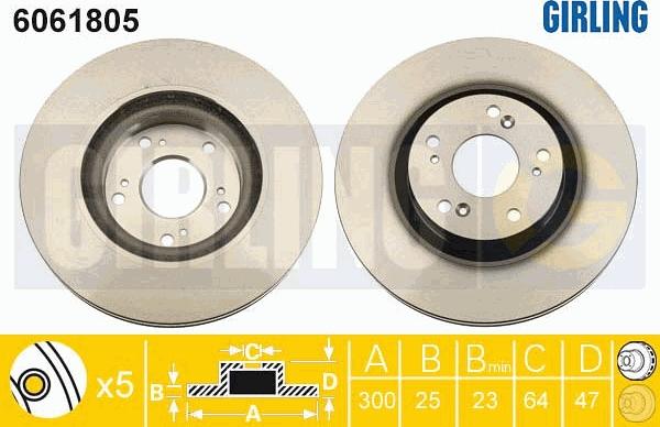 Girling 6061805 - Тормозной диск autosila-amz.com