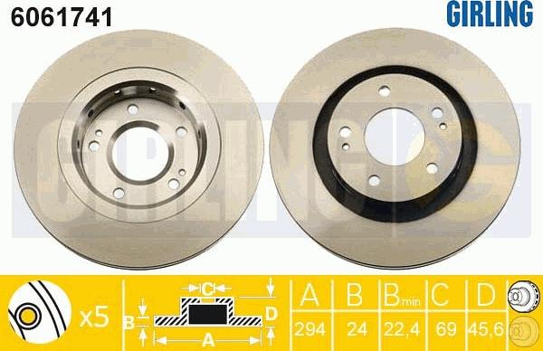 Girling 6061741 - Тормозной диск autosila-amz.com