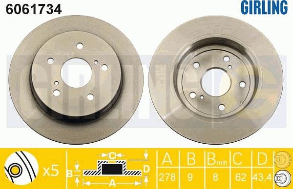 Girling 6061734 - Тормозной диск autosila-amz.com