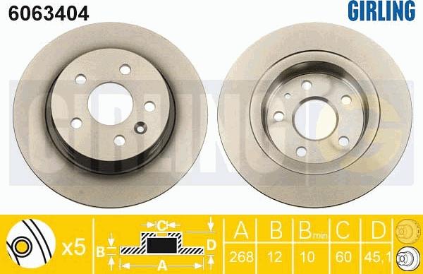 Girling 6063404 - Тормозной диск autosila-amz.com