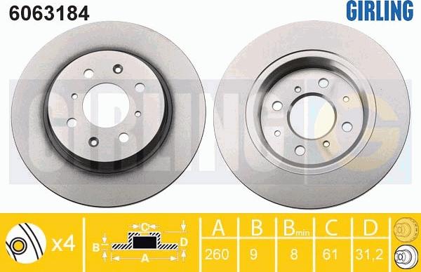 Girling 6063184 - Тормозной диск autosila-amz.com