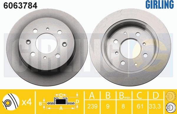 Girling 6063784 - Тормозной диск autosila-amz.com