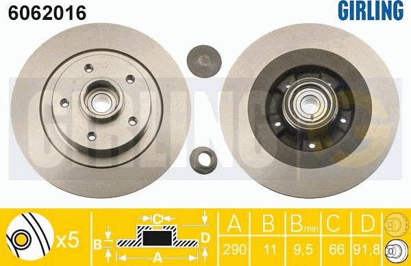 Girling 6062016 - Тормозной диск autosila-amz.com