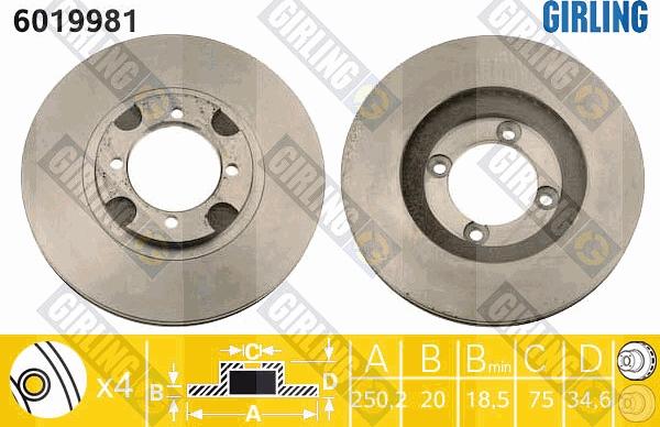 Girling 6019981 - Тормозной диск autosila-amz.com