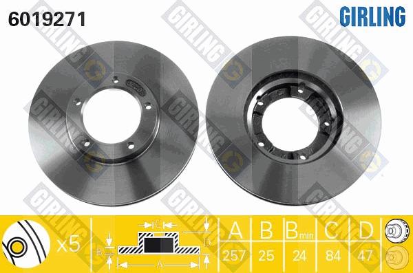 Girling 6019271 - Тормозной диск autosila-amz.com