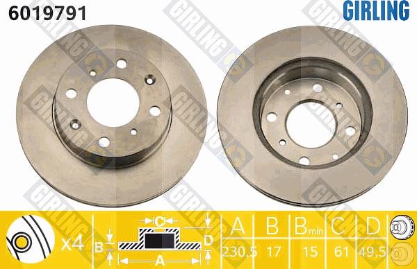 Girling 6019791 - Тормозной диск autosila-amz.com