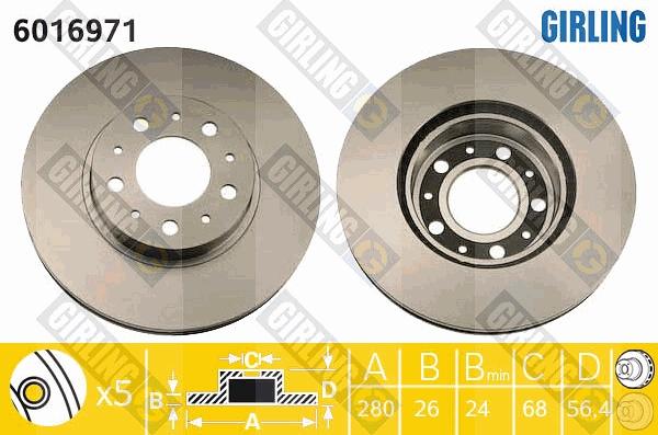 Girling 6016971 - Тормозной диск autosila-amz.com