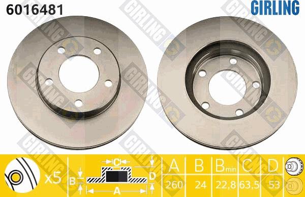 Girling 6016481 - Тормозной диск autosila-amz.com