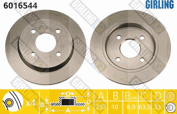 Girling 6016544 - Тормозной диск autosila-amz.com