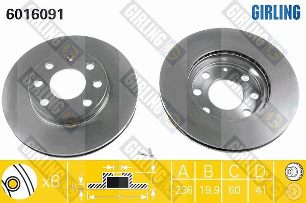 Girling 6016091 - Тормозной диск autosila-amz.com