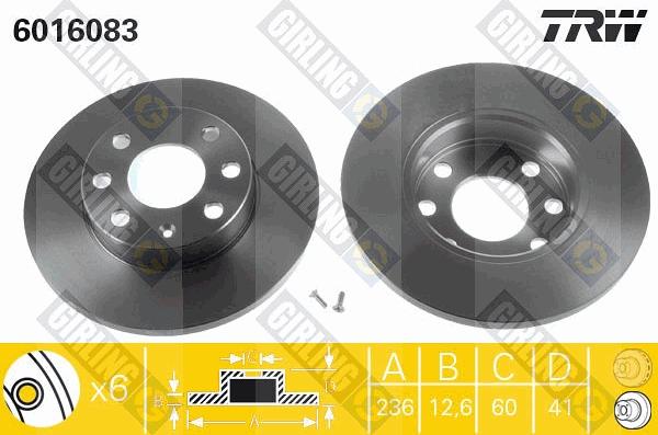 Girling 6016083 - Тормозной диск autosila-amz.com