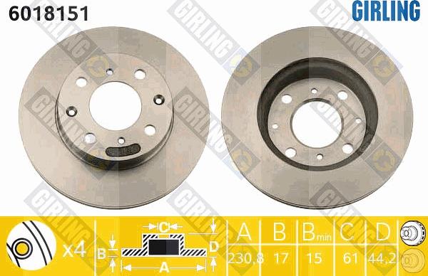 Girling 6018151 - Тормозной диск autosila-amz.com