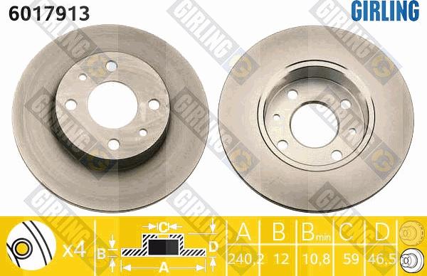 Girling 6017913 - Тормозной диск autosila-amz.com