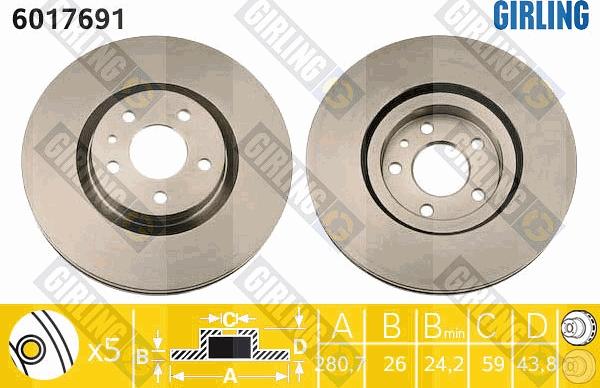 Girling 6017691 - Тормозной диск autosila-amz.com