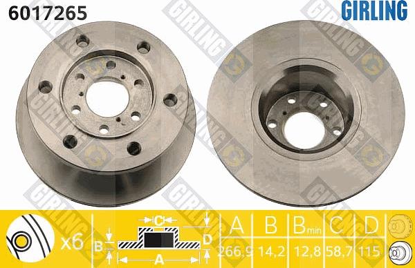 Girling 6017265 - Тормозной диск autosila-amz.com